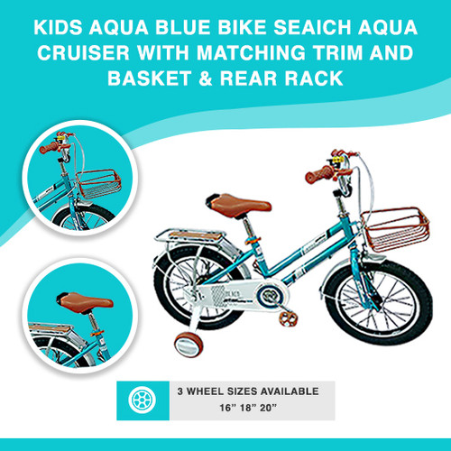 Kids Aqua Blue Bike SEAICH Aqua Cruiser With Matching Trim and